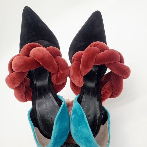 Marco de Vincenzo Color-Block Braided Velvet Pump Heels 38 - Picture 16 of 16